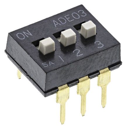 1825057-2, TE Connectivity 3 Way Through Hole DIP Switch SPST, Переключатель