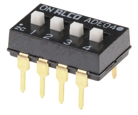 1825360-3, TE Connectivity 4 Way Through Hole DIP Switch SPST, Переключатель