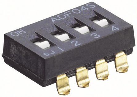 1825002-6, TE Connectivity 4 Way Through Hole DIP Switch SPST, Переключатель