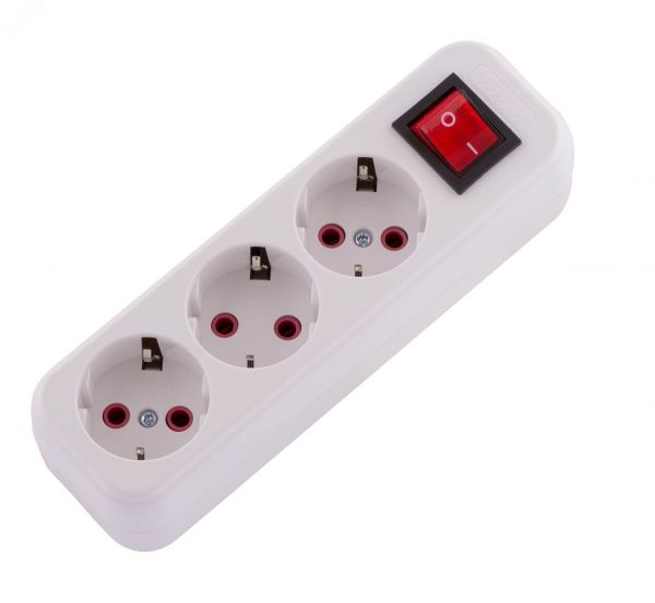 Колодка с заземлением 3 входа с выключателем