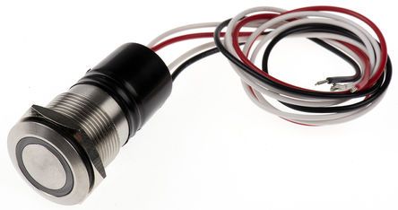 MPI002/FL/RD/6, Bulgin Single Pole Single Throw (SPST) Momentary Red LED Push Button Switch, IP66, 19.2 (Dia.)mm, Panel Mount, Кнопочный переключатель