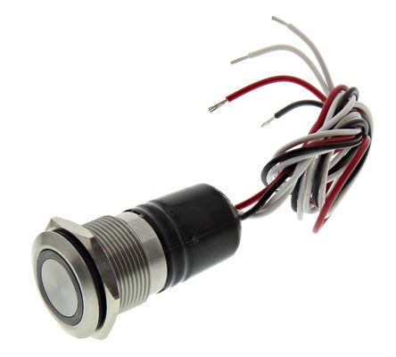 MPI002/FL/GN/12, Bulgin Single Pole Single Throw (SPST) Momentary Green LED Push Button Switch, IP66, 19.2 (Dia.)mm, Panel Mount, Кнопочный переключатель