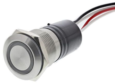 MPI002/FL/BL/12, Bulgin Single Pole Single Throw (SPST) Momentary Blue LED Push Button Switch, IP66, 19.2 (Dia.)mm, Panel Mount, Кнопочный переключатель