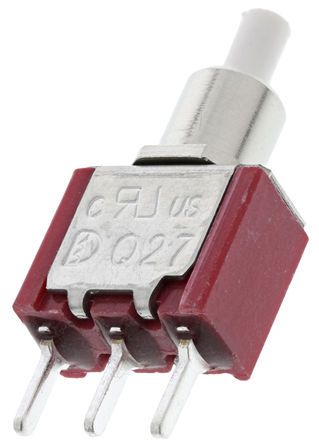 7MS7P1B2M2QES, RS PRO Single Pole Double Throw (SPDT) Momentary Push Button Switch, PCB, 32/50/125V ac, Кнопочный переключатель