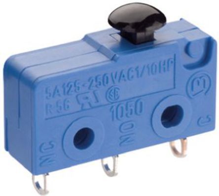 1050.0202, Marquardt SPDT Mushroom Shaped Microswitch, 5 A @ 250 V ac, Микропереключатель