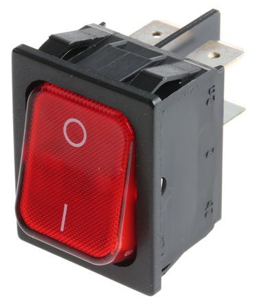 1835.3102, Marquardt Illuminated Double Pole Single Throw (DPST), On-None-Off Rocker Switch Panel Mount, Клавишный переключатель