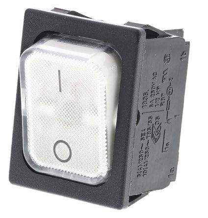 1835.3105, Marquardt Illuminated Double Pole Single Throw (DPST), On-None-Off Rocker Switch Panel Mount, Клавишный переключатель