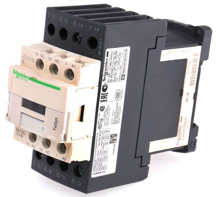 LC1DT32BL, Schneider Electric 4 Pole Contactor - 32 A, 24 V dc Coil, TeSys D, 4NO, Контактор