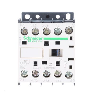 LC1K12004F7, Schneider Electric 4 Pole Contactor - 20 A, 110 V ac Coil, TeSys K, 4NO, Контактор