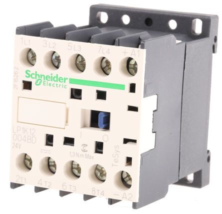 LP1K12004BD, Schneider Electric 4 Pole Contactor - 20 A, 24 V dc Coil, TeSys K, 4NO, Контактор