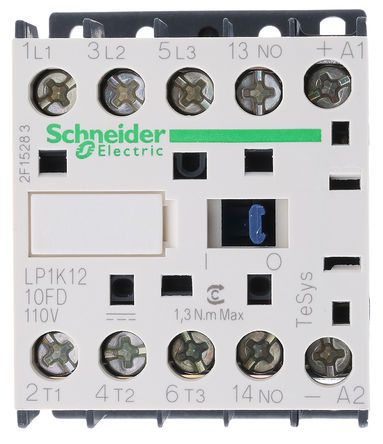 LP1K1210FD, Schneider Electric 3 Pole Contactor - 12 A, 110 V dc Coil, TeSys K, 3NO, Контактор