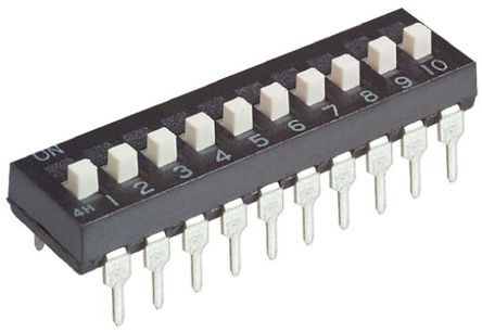 1825360-6, TE Connectivity 10 Way Through Hole DIP Switch SPST, Extended, Slide Actuator, Переключатель