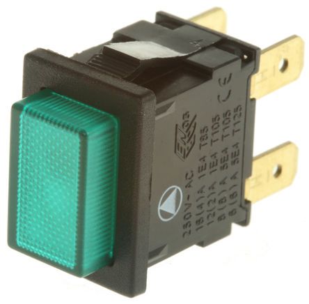 H8353ABNABB, Arcolectric Double Pole Double Throw (DPDT) Latching Green LED Miniature Push Button Switch, IP65, 12.9 x 19.8mm, Panel, Кнопочный переключатель