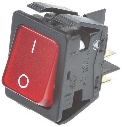 C6053ALNAEB, Arcolectric Illuminated Double Pole Single Throw (DPST), On-Off Rocker Switch Panel Mount, Клавишный переключатель