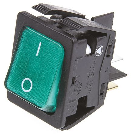 C6053ALNAMB, Arcolectric Illuminated Double Pole Single Throw (DPST), On-Off Rocker Switch Panel Mount, Клавишный переключатель