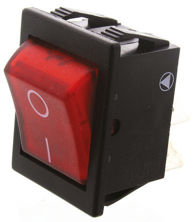 C1353ALGNBB, Arcolectric Illuminated Double Pole Single Throw (DPST), On-Off Rocker Switch Panel Mount, Клавишный переключатель