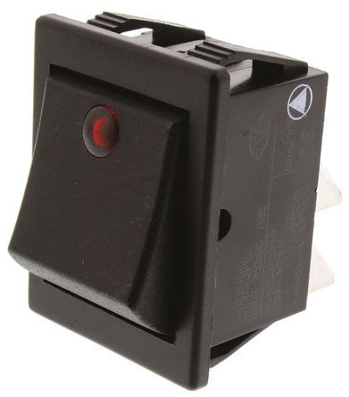 C1553PLNAAB, Arcolectric Double Pole Single Throw (DPST), On-Off Rocker Switch Panel Mount, Клавишный переключатель