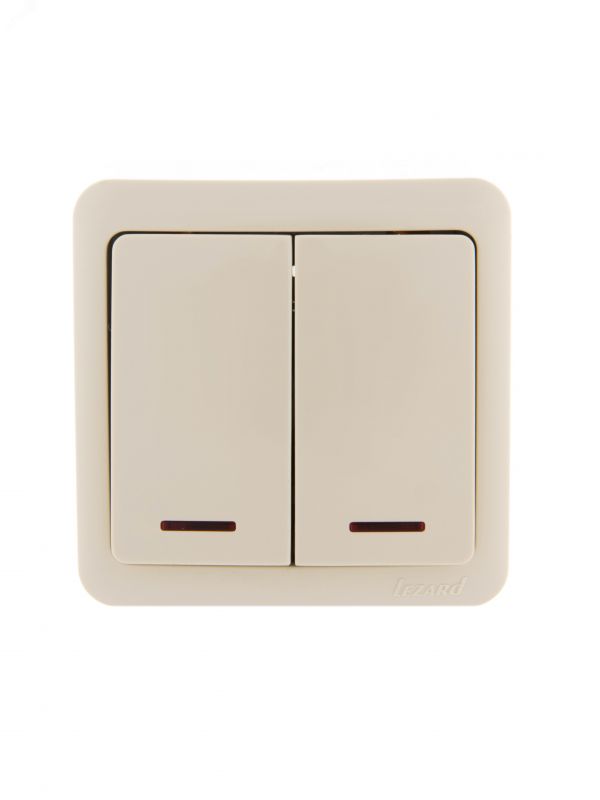 VIOLA Выключатель двойной с подсветкой крем (12шт/144шт)