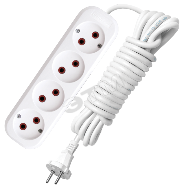 Удлинитель бытовой 4х3м без заземления 6А У6-766М