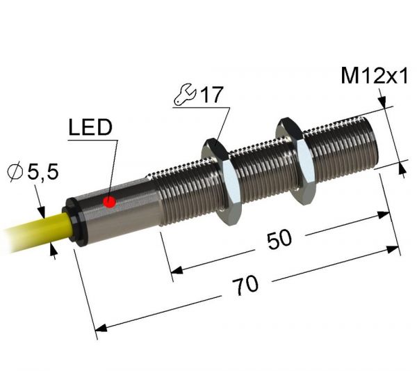 Индуктивный датчик VB2-12M70-2B74-K (ВБ2.12М.70.2.7.4.К)