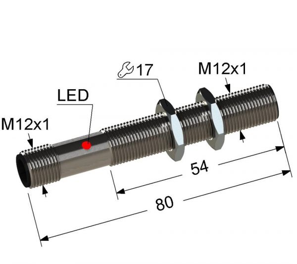 Индуктивный датчик VB2-12M80-2B74-C27 (ВБ2.12М.80.2.7.4.С27)