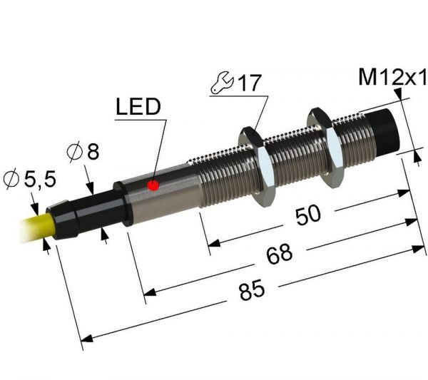 Индуктивный датчик VB2-12M85-4N74-Z (ВБ2.12М.85.4.7.4.Z)