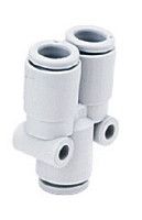 KQ2U07-00A, SMC KQ2 Pneumatic Y Tube-to-Tube Adapter, Push In 1/4 in x Push In 1/4 in x Push In 1/4 in, Переходник