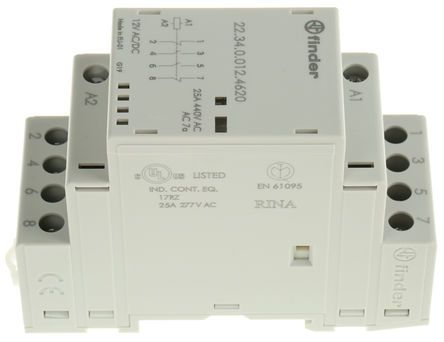 22.34.0.012.4620, Finder 4 Pole Contactor - 25 A, 12 V dc Coil, 2NO/2NC, 4 kW, Контактор