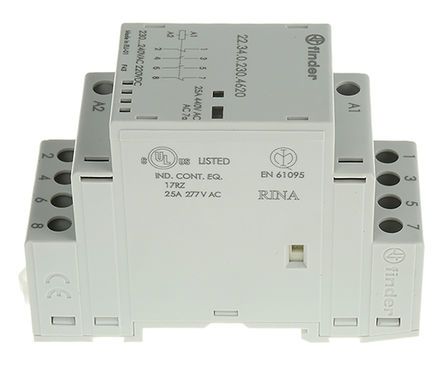 22.34.0.230.4620, Finder 4 Pole Contactor - 25 A, 230 V ac Coil, 2NO/2NC, 4 kW, Контактор