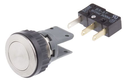 1241.6611.1120000, Schurter MSM 16 ST Single Pole Double Throw (SPDT) Momentary Push Button Switch, IP67, 21.20 (Dia.)mm, Panel Mount,, Кнопочный переключатель