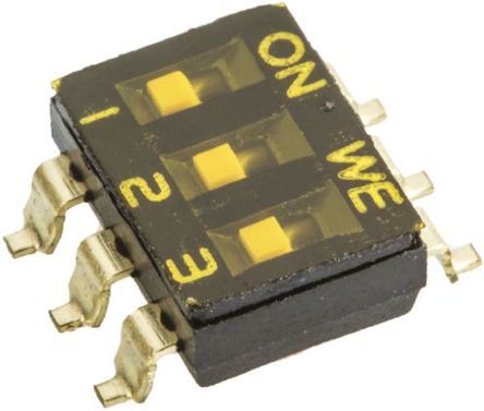 418121160803, Wurth Elektronik 3 Way Surface Mount DIP Switch 3P, Flat Actuator, Переключатель