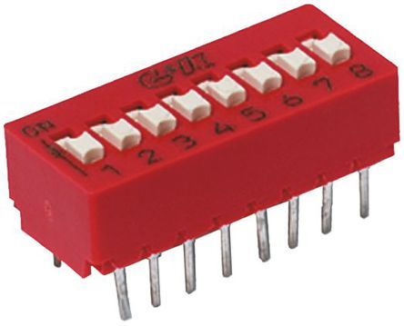 BD01, C & K 1 Way Through Hole DIP Switch SPST, Extended Actuator, Переключатель