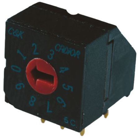 CRD10RM0AB, C & K 10 Way Through Hole DIP Switch Rotary, Flush Actuator, Переключатель