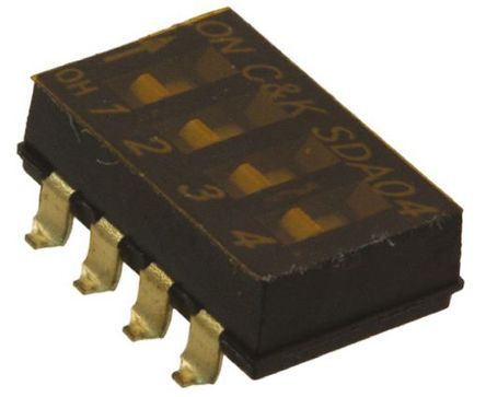 SDA04H0SB, C & K 4 Way Surface Mount DIP Switch SPST, Flush Actuator, Переключатель