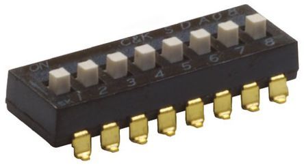 SDA08H1SBD, C & K 8 Way Surface Mount DIP Switch SPST, Extended Actuator, Переключатель