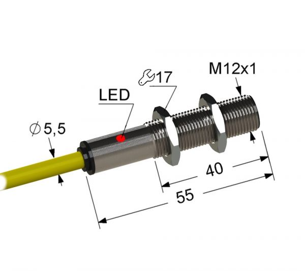 Оптический датчик VB3-12M60-T10000B1-K (ВБ3.12М.60.T10000.х.1.К), ИЗЛУЧАТЕЛЬ.