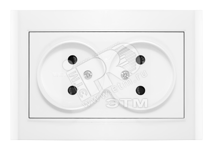Розетка Бриллиант двойная без заземления с защитной шторкой белая