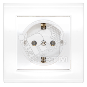 Розетка Бриллиант с заземлением белая
