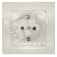 Розетка Бриллиант с заземлением с защитной шторкой слоновая кость