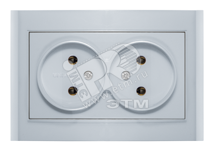 Розетка Бриллиант двойная без заземления серебро