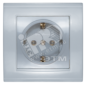 Розетка Бриллиант с заземлением серебро