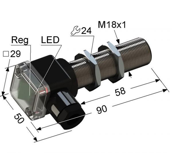 Оптический лазерный датчик VB3C-18M90-TRL5000B51-B (ВБ3С.18М.90.TRL5000.5.1.В)