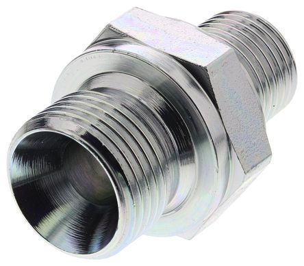 Parker Hydraulic Straight Threaded Adapter 6F3MK4S, Connector A G 3/8 Male, Connector B R 1/4 Male, Переходник