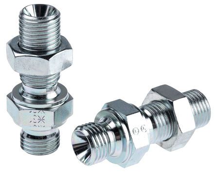 Parker Hydraulic Straight Threaded Adapter 4WMK4WL4NMS, Connector A G 1/4 Male, Connector B G 1/4 Male, Переходник