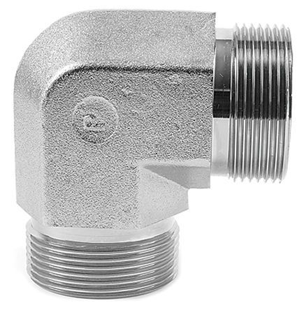 Parker Steel Zinc Plated Hydraulic Elbow Threaded Adapter, 4EMK4S, G 1/4 Male G 1/4 Male, Переходник