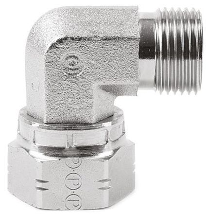 Parker Steel Zinc Plated Hydraulic Elbow Threaded Adapter, 12C6MK4S, G 3/4 Male G 3/4 Female, Переходник