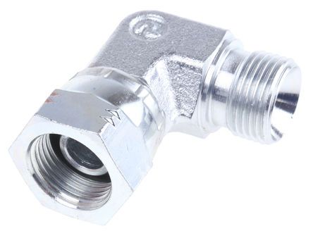 Parker Steel Zinc Plated Hydraulic Elbow Threaded Adapter, 6C6MK4S, G 3/8 Male G 3/8 Female, Переходник