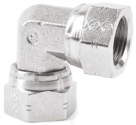 Parker Steel Zinc Plated Hydraulic Elbow Threaded Adapter, 16E6MK4S, G 1 Female G 1 Female, Переходник