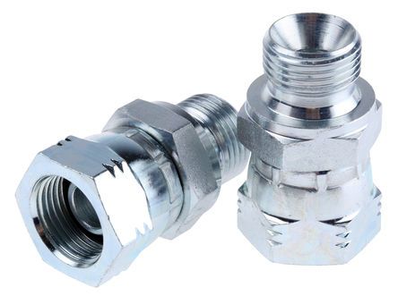 Parker Hydraulic Straight Threaded Adapter 6-6F6MK4S, Connector A G 3/8 Female, Connector B G 3/8 Male, Переходник