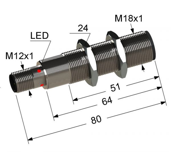 Оптический датчик VB3-18M80-T16000B1-С4 (ВБ3.18М.80.T16000.х.1.С4), ИЗЛУЧАТЕЛЬ.